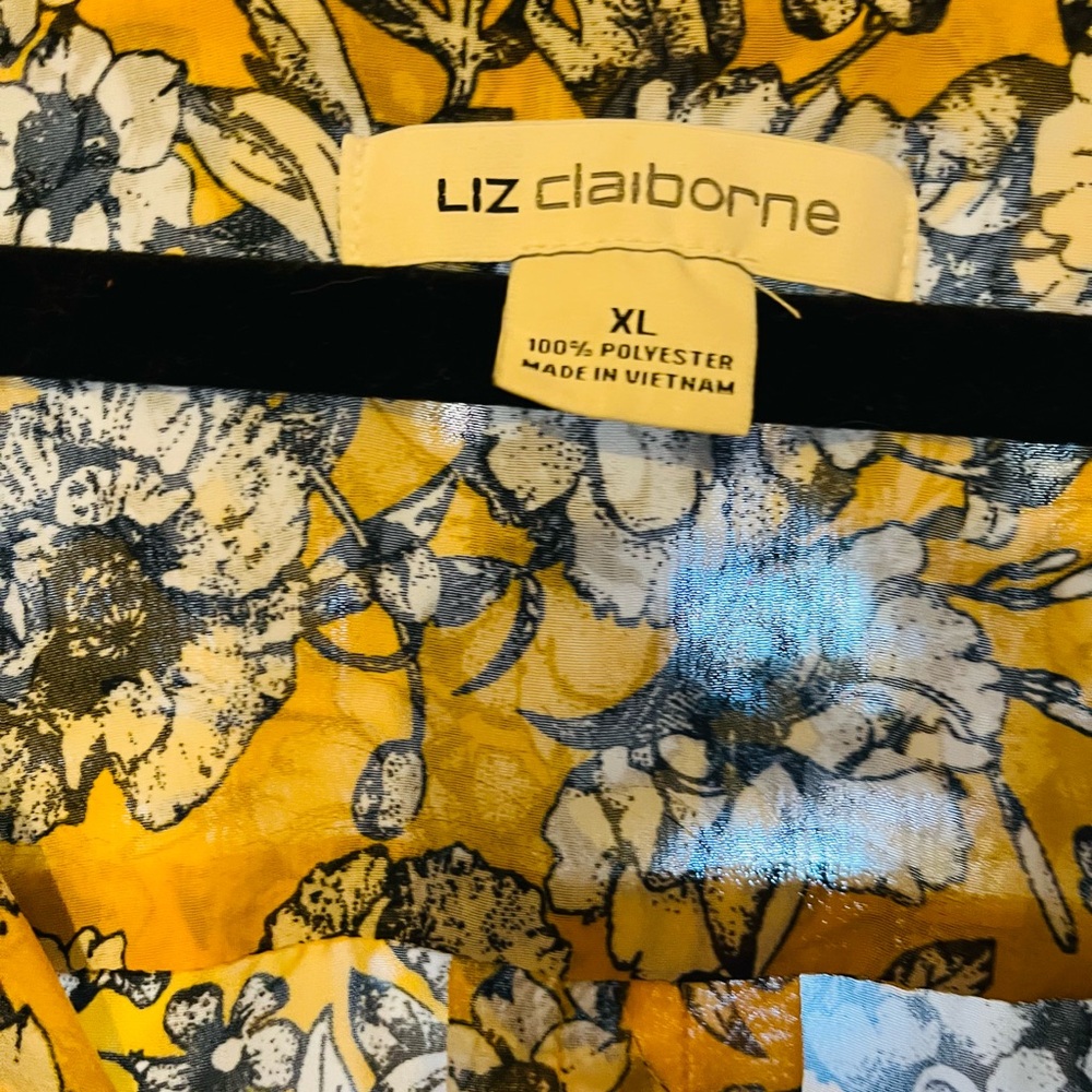 Liz Claiborne Yellow Floral Blouse - Picture 3 of 3